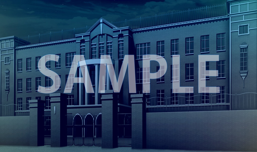 【背景素材】学園外観(閉門)(6175_bg03a)【時間差分あり】