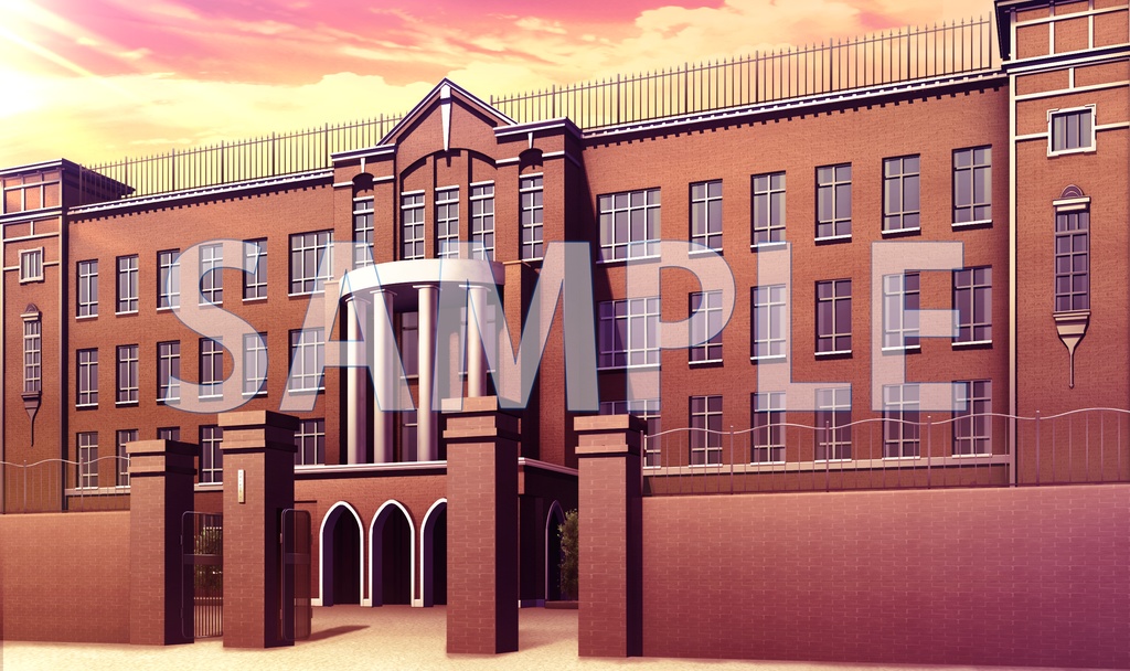 【背景素材】学園外観(開門)(6175_bg03b)【時間差分あり】