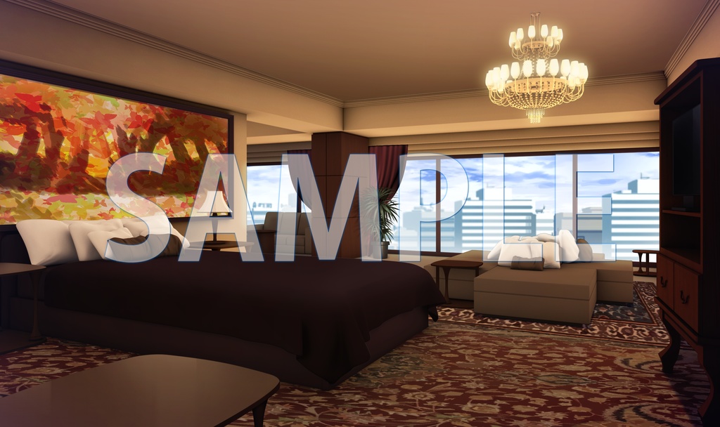 【背景素材】ホテル　スイートルーム（6199_bg01）【時間差分あり】