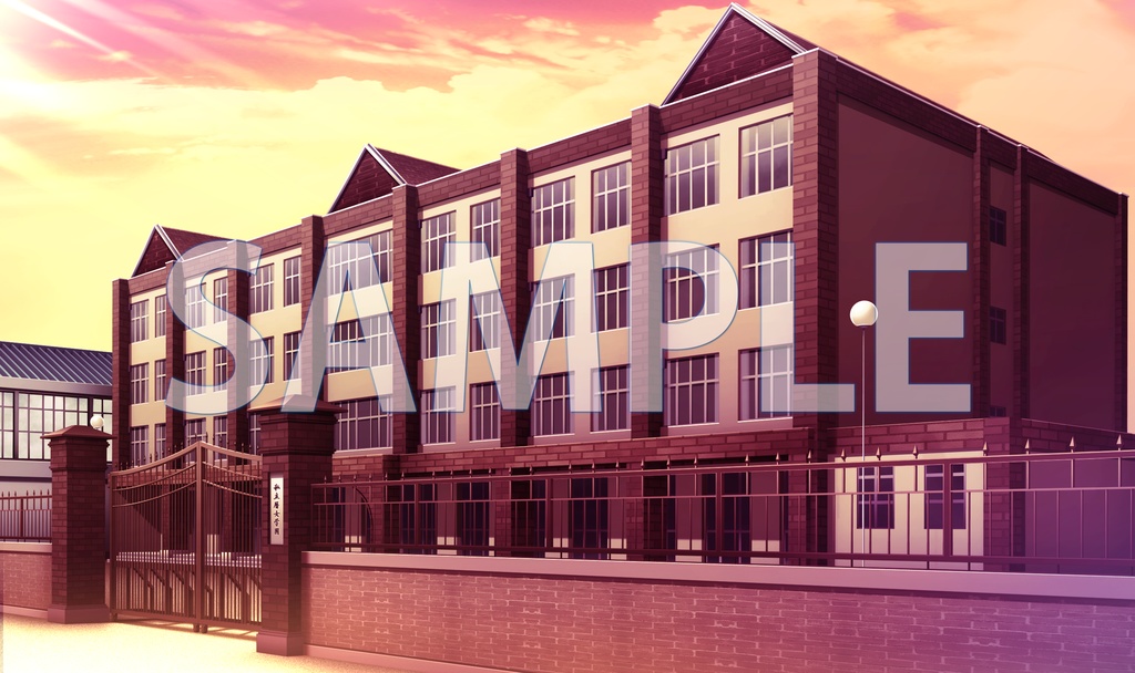 【背景素材】学園外観(閉門)(6199_bg04a)【時間差分あり】