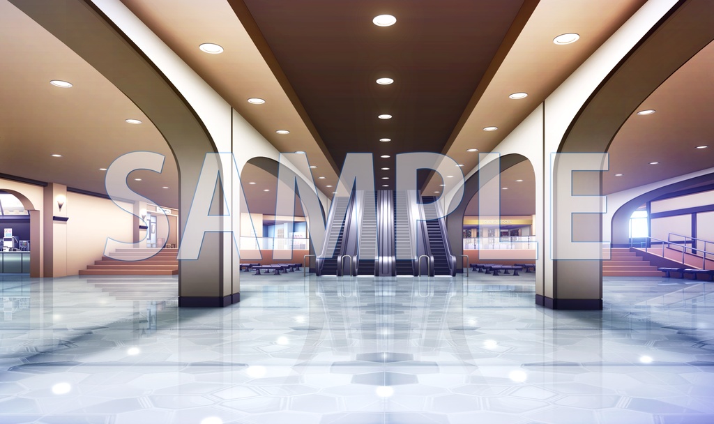 【背景素材】ショッピングモール（6199_bg09）【時間差分あり】