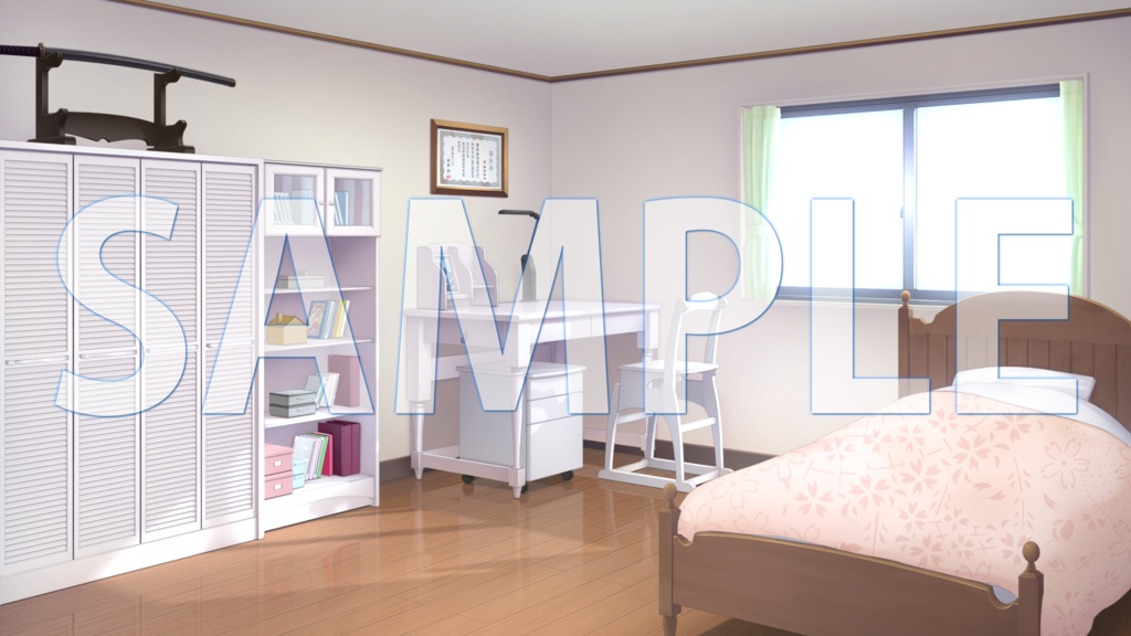 【背景素材】女の子の部屋（1385_bg14）【時間差分あり】