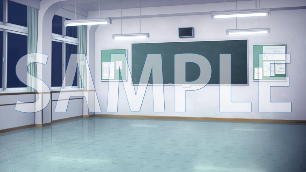 【背景素材】空き教室A(1385_bg22a)【時間差分あり】