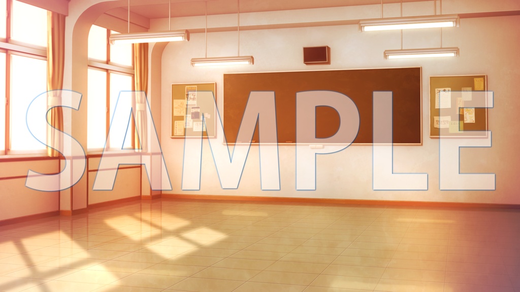 【背景素材】空き教室B(1385_bg22b)【時間差分あり】