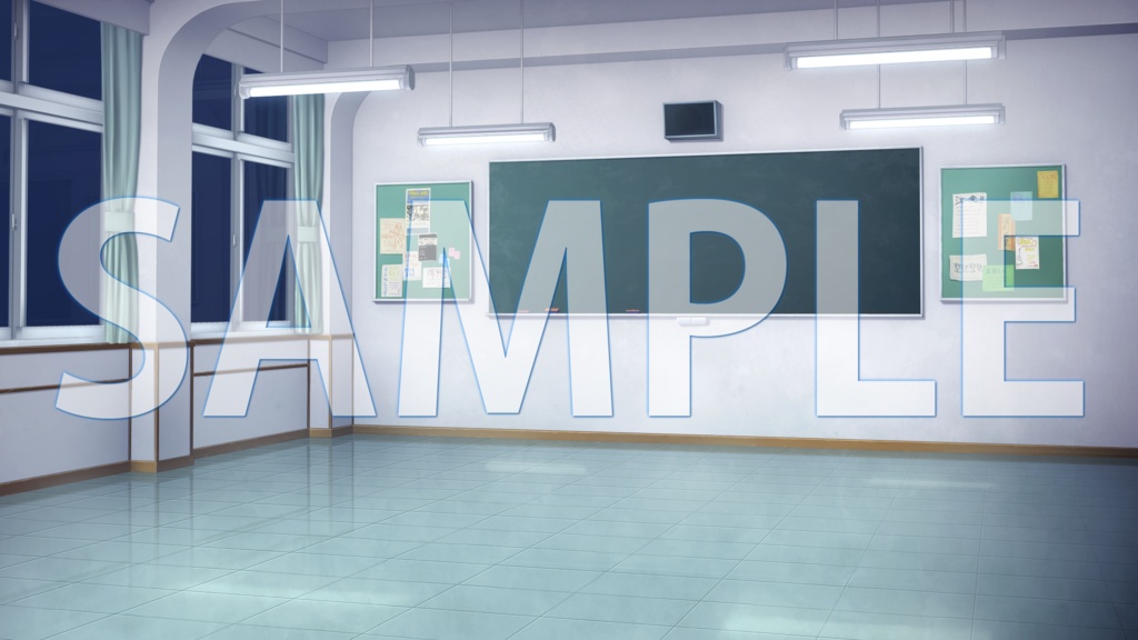 【背景素材】空き教室B(1385_bg22b)【時間差分あり】