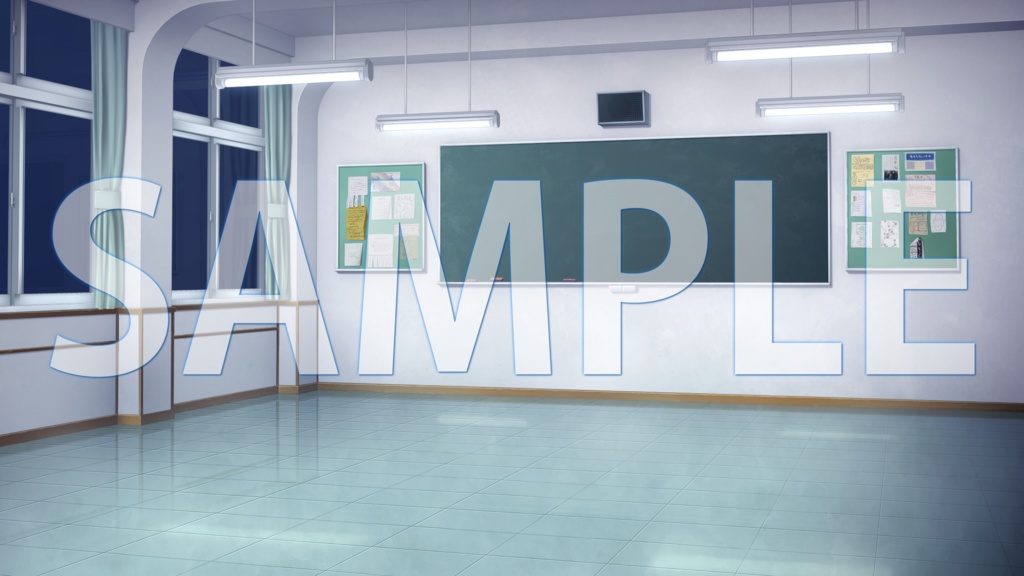 【背景素材】空き教室C(1385_bg22c)【時間差分あり】