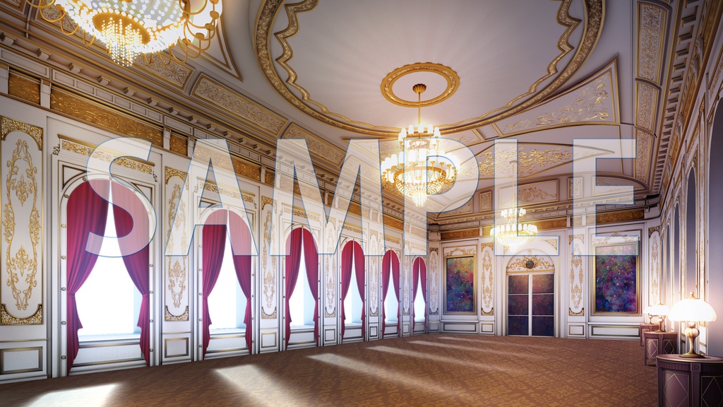 【背景素材】貴族邸　晩餐室（7004_bg14）【時間差分あり】