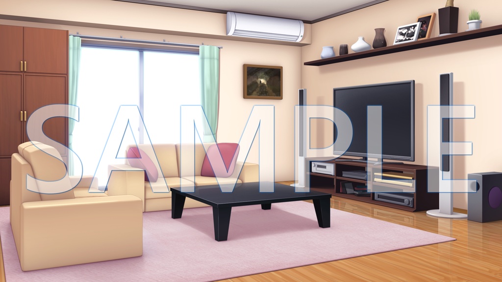 【背景素材】一軒家　リビング（6014_bg01）【時間差分あり】