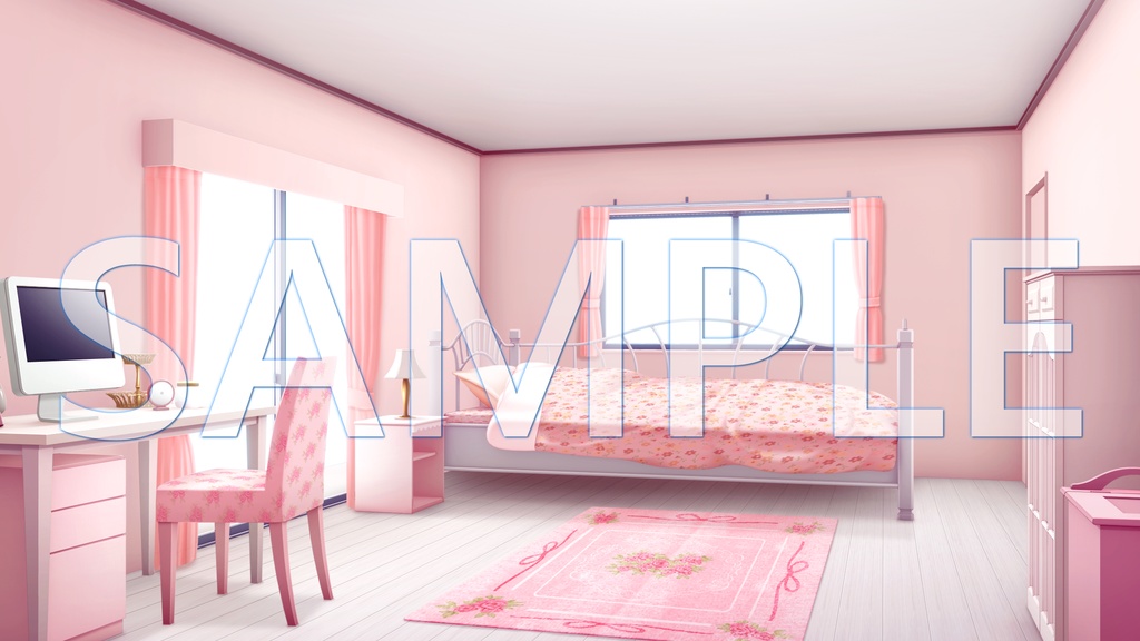 【背景素材】女の子の部屋A（6014_bg11）【時間差分あり】