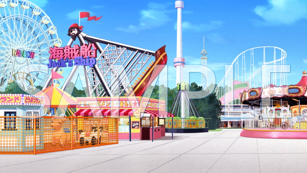 【背景素材】遊園地（6014_bg17）【時間差分あり】