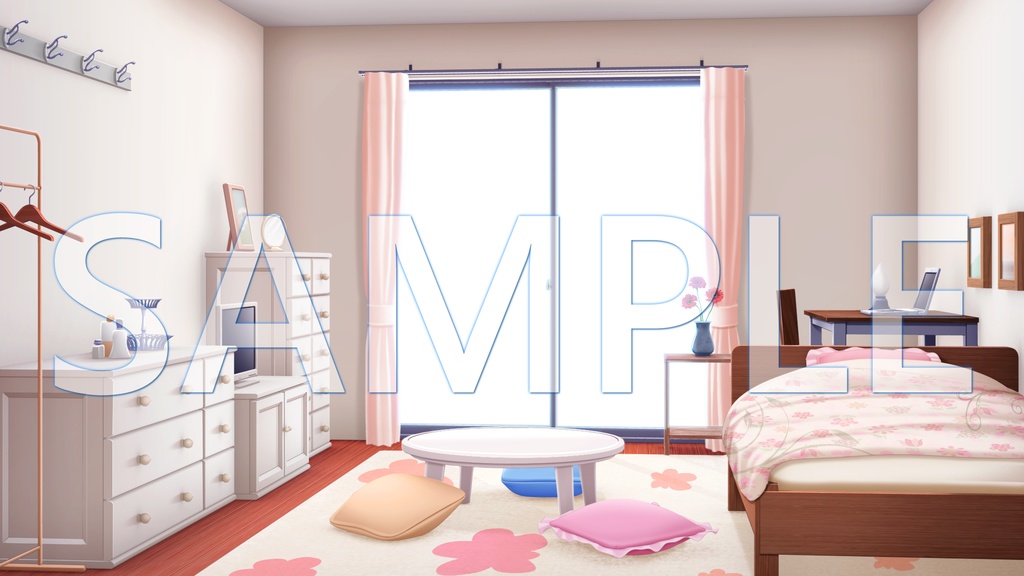 【背景素材】女の子の部屋B（6014_bg21）【時間差分あり】