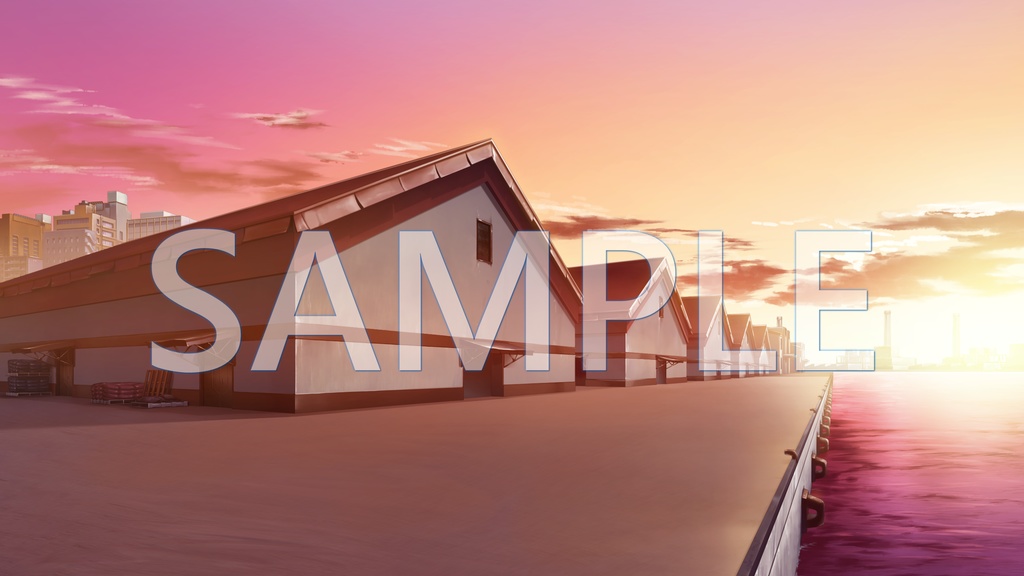 【背景素材】倉庫街(6045_bg17)【時間差分あり】