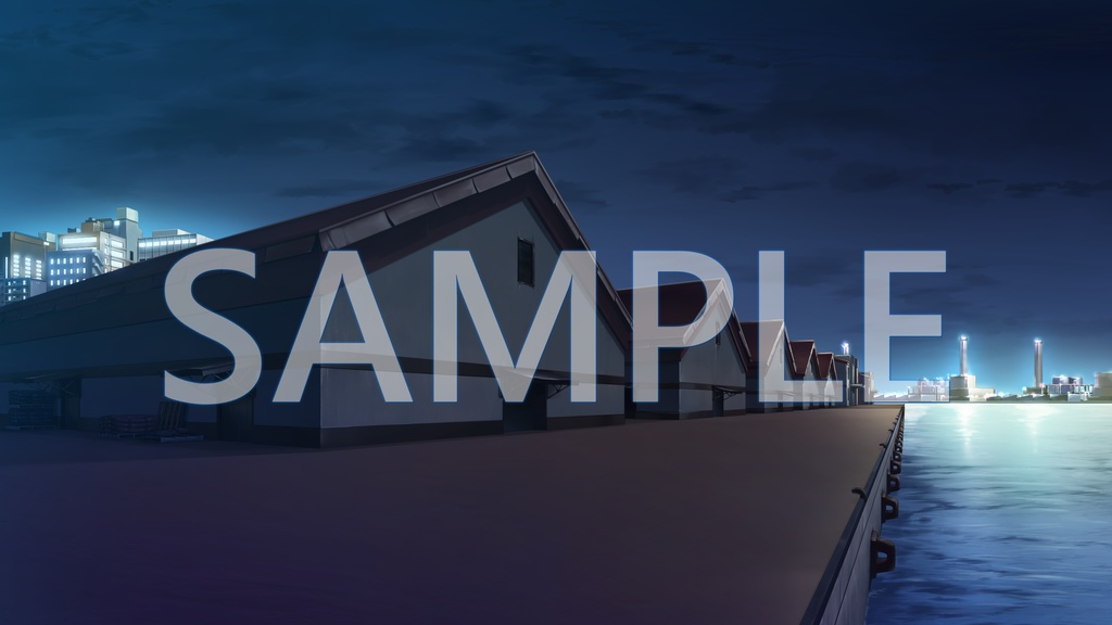 【背景素材】倉庫街(6045_bg17)【時間差分あり】