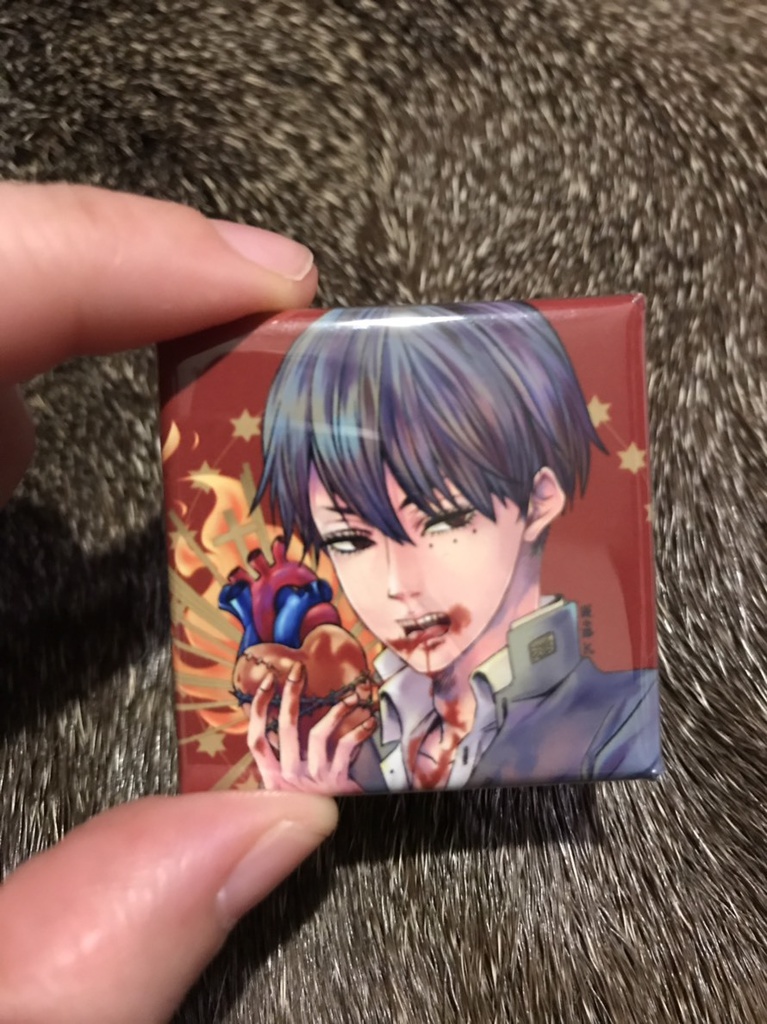 四角缶バッチ 君の心臓 鬼火屋 Booth