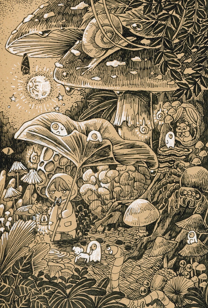 袋小路K　アナログ原画【真夜中放浪記~キノコの森~】