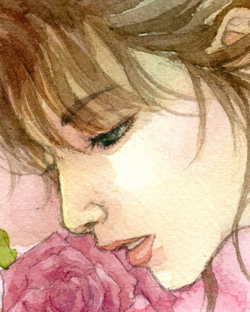 淡彩画『薔薇の香り』