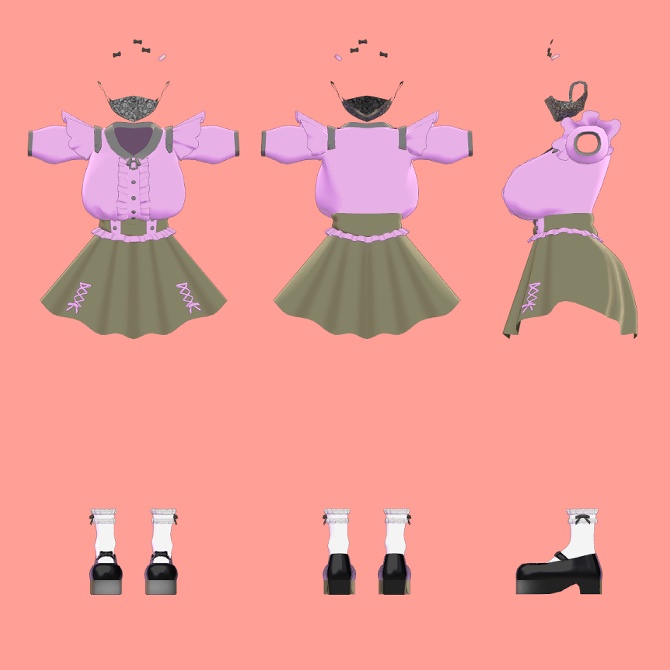 【2アバター対応】やみかわ地雷系コーデ