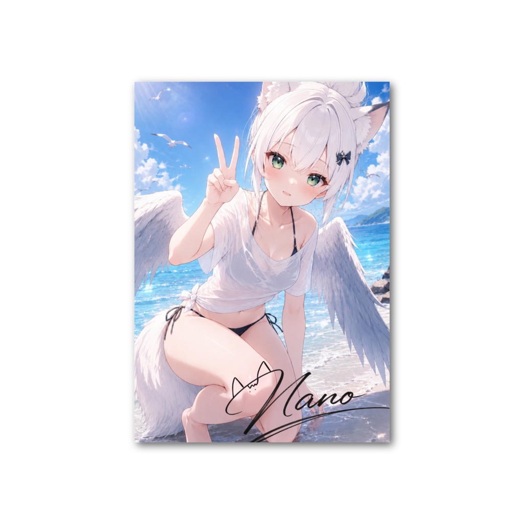 【8/31まで限定フォトカード#5】部屋に置くとなのちの匂いがします(水着・海辺イラスト)【10種類購入でボイス特典あり】