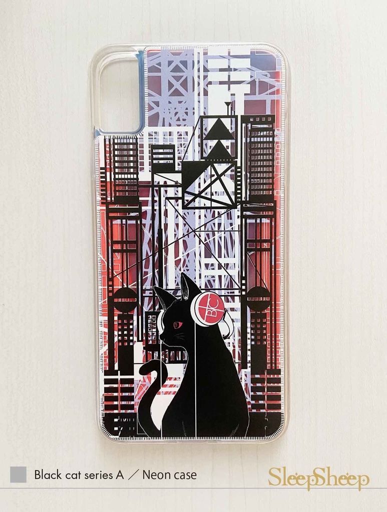 【ネオンサンドケース】黒猫シリーズ(DesignA)