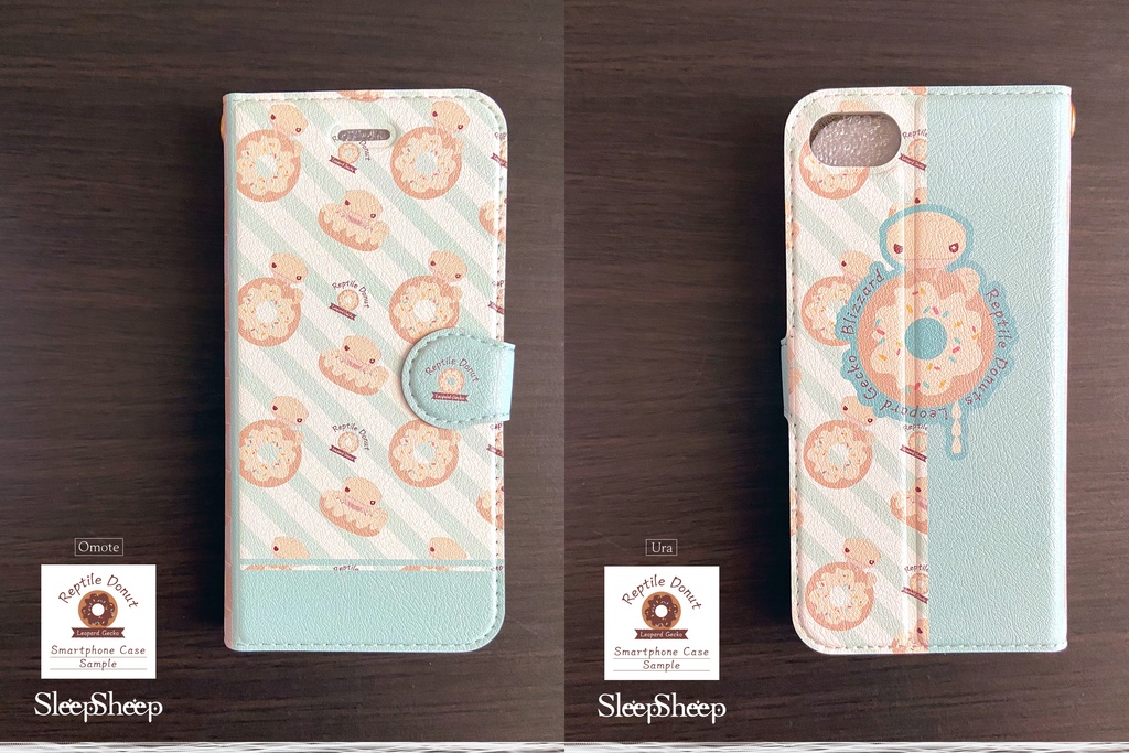 【手帳型スマホケース】Reptile Donuts