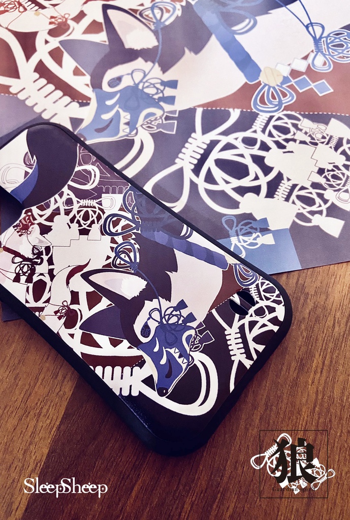 【スマホケース・グリップ型】和狼