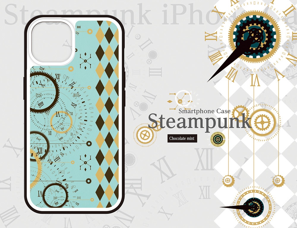 〈スマホケース・強化ガラス製〉スチームパンクシリーズ
