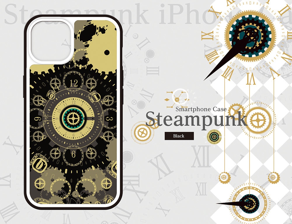 〈スマホケース・強化ガラス製〉スチームパンクシリーズ