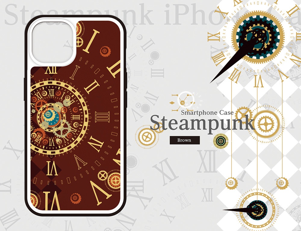 〈スマホケース・強化ガラス製〉スチームパンクシリーズ