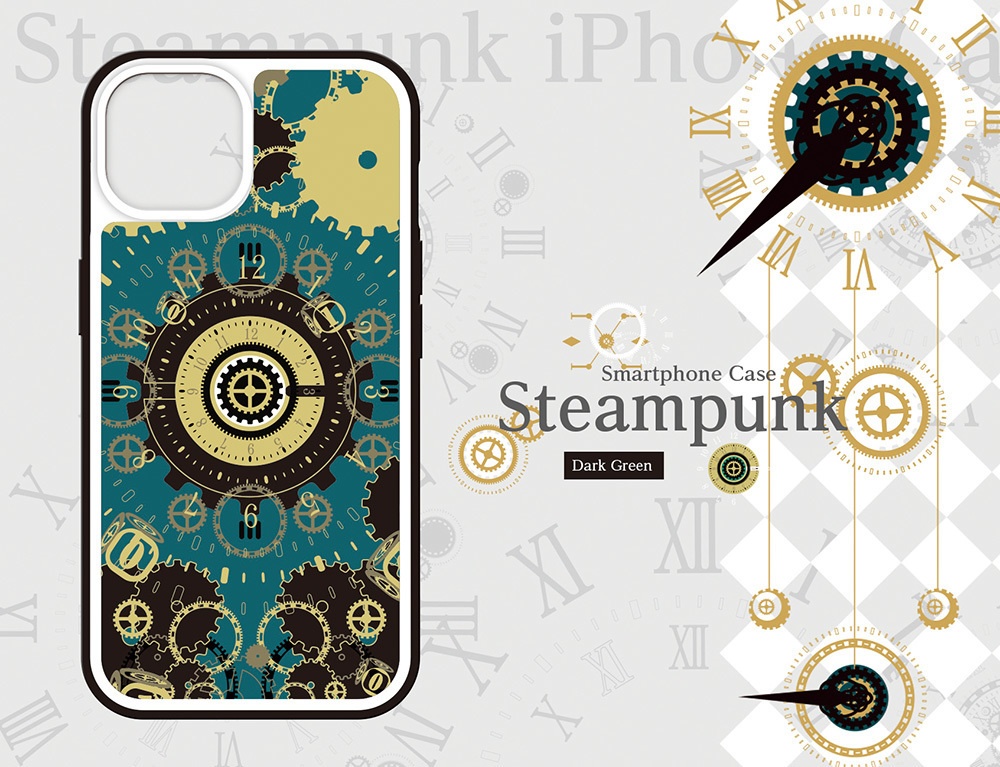 〈スマホケース・強化ガラス製〉スチームパンクシリーズ