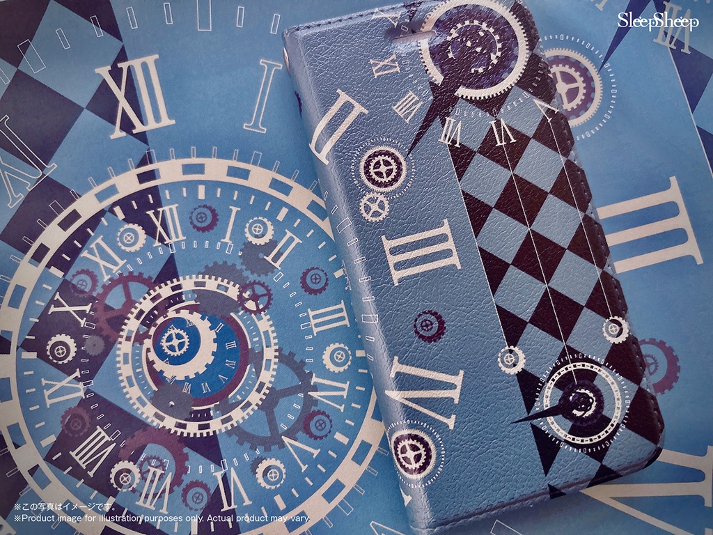 〈手帳型ケース・ベルト無し〉スチームパンク(ファーグリーン)