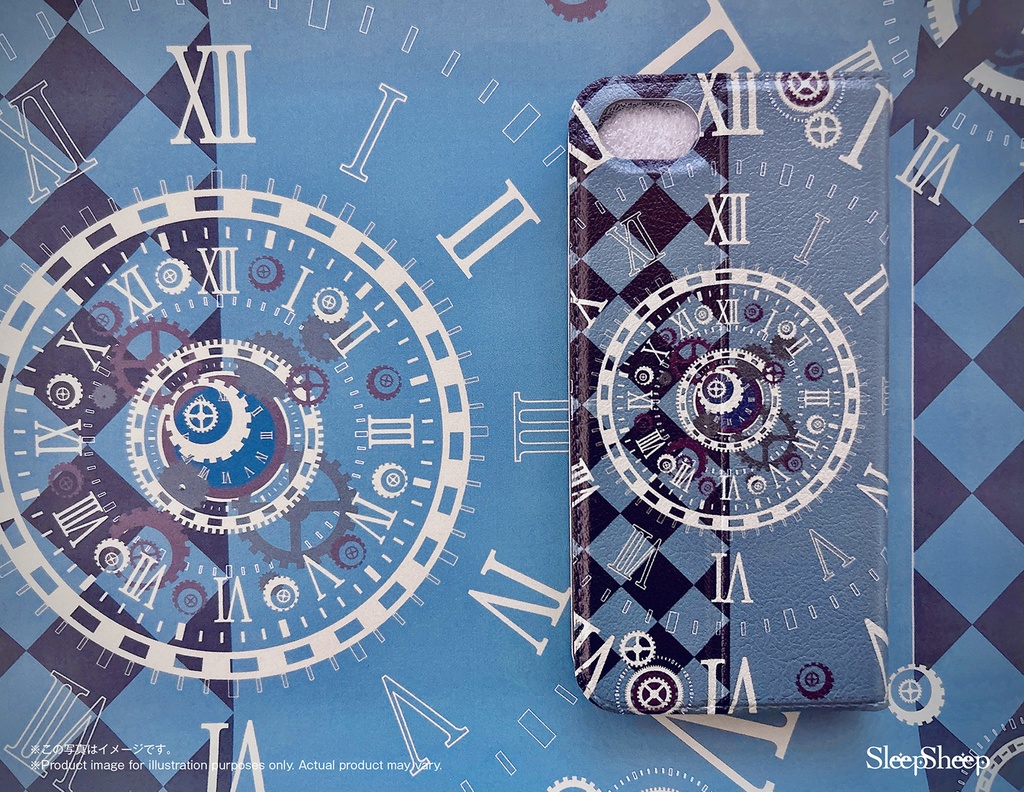 〈手帳型ケース・ベルト無し〉スチームパンク(ファーグリーン)