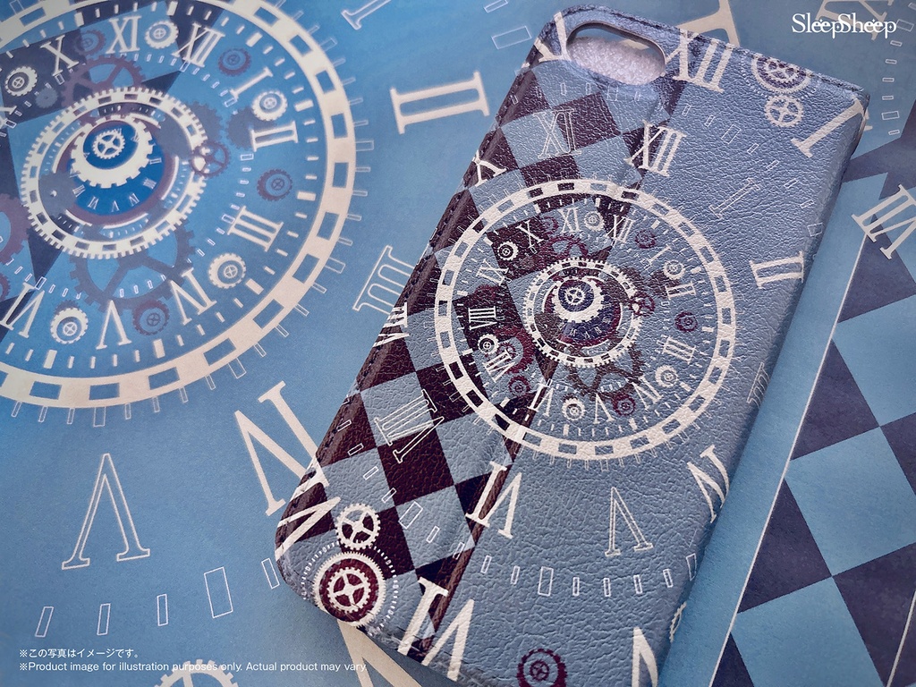 〈手帳型ケース・ベルト無し〉スチームパンク(ファーグリーン)