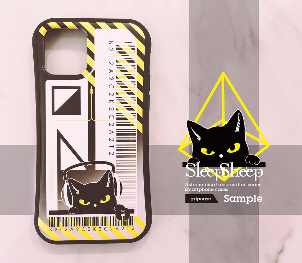 〈スマホケース・グリップ型〉黒猫