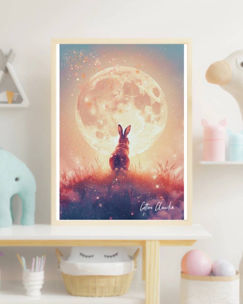 【Cotton Cloudie】月夜の使者|満月・幻想的・うさぎ・おしゃれ|スマホ壁紙|待ち受け 他