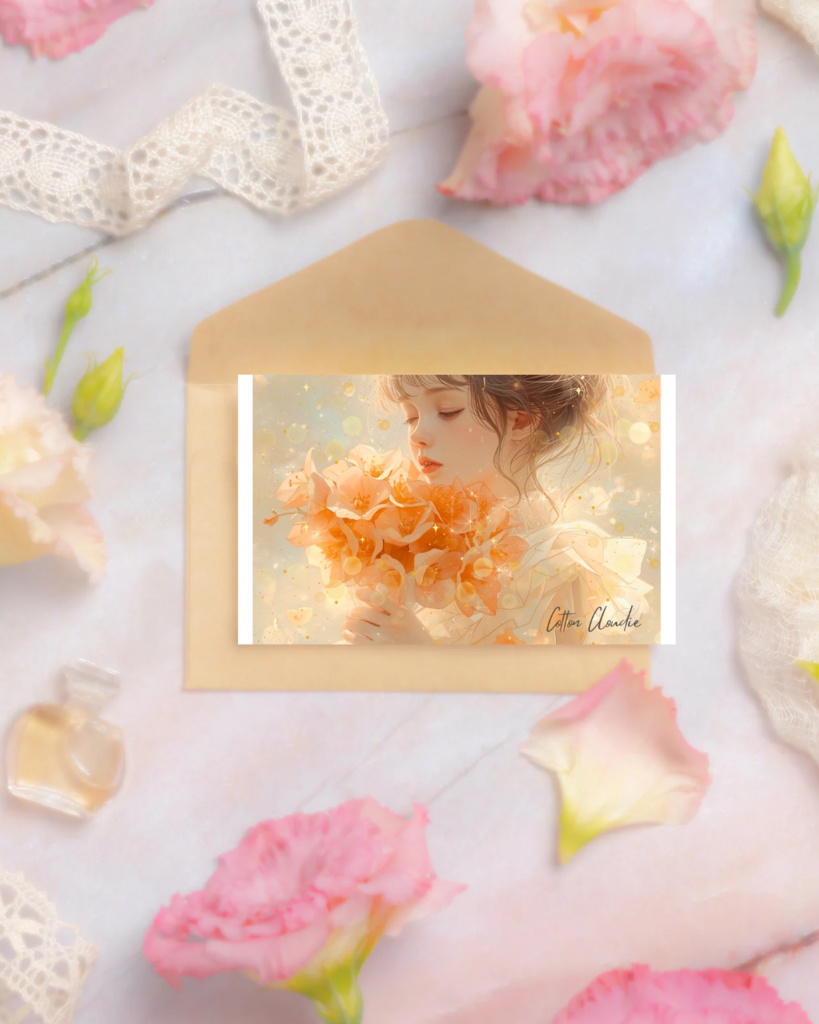 【Cotton Cloudie】光の調べ|花・夕日・女の子・おしゃれ|スマホ壁紙|待ち受け 他