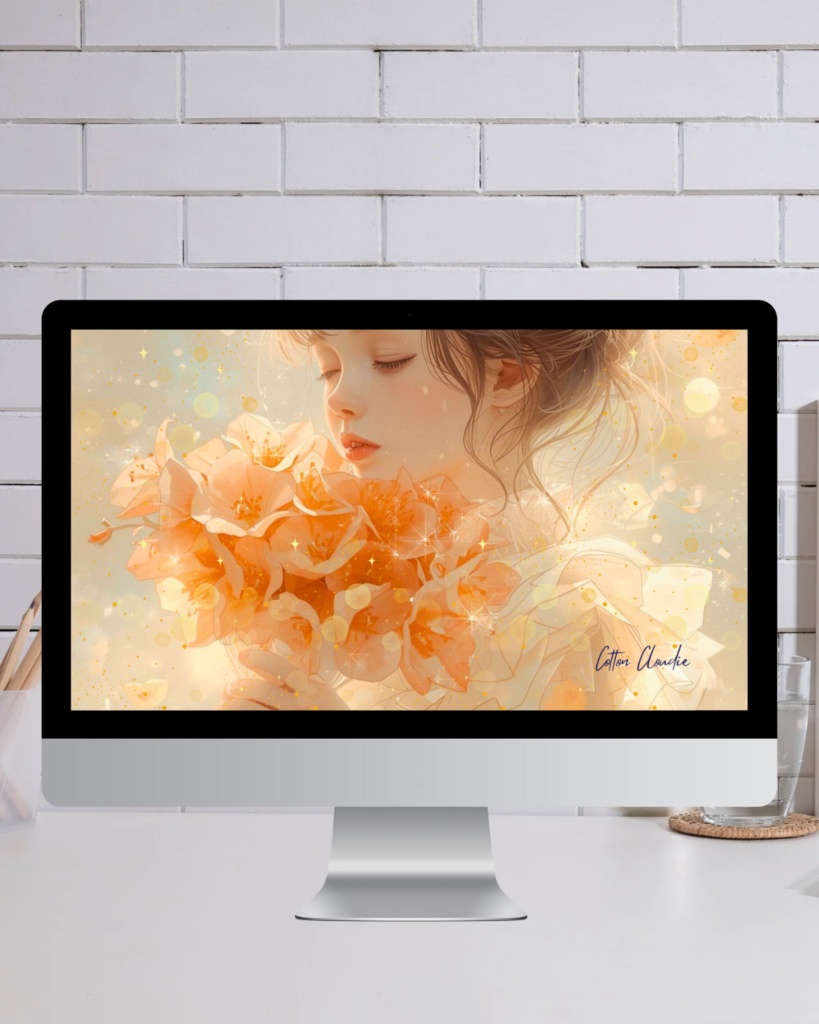 【Cotton Cloudie】光の調べ|花・夕日・女の子・おしゃれ|スマホ壁紙|待ち受け 他