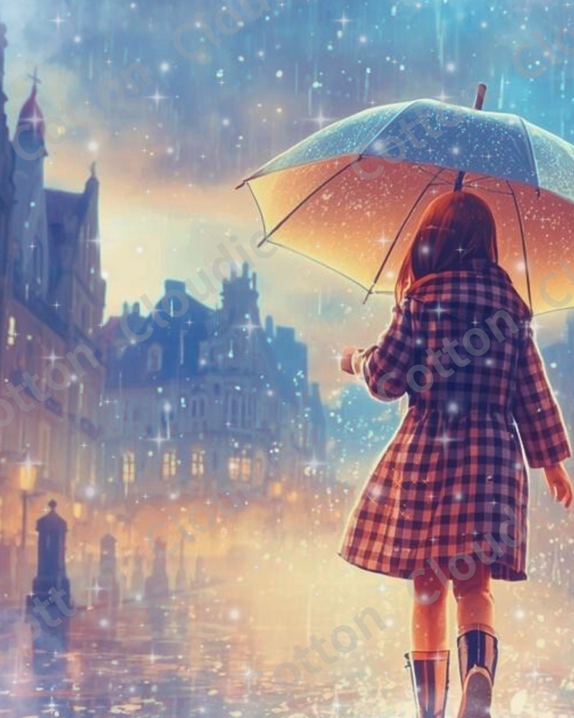 スマホ壁紙|待ち受け |PC壁紙|デジタルポスター|雨の日のファンタジー【Cotton Cloudie】