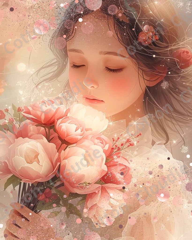 スマホ壁紙|待ち受け |PC壁紙|デジタルポスター|夢みる花飾り【Cotton Cloudie】