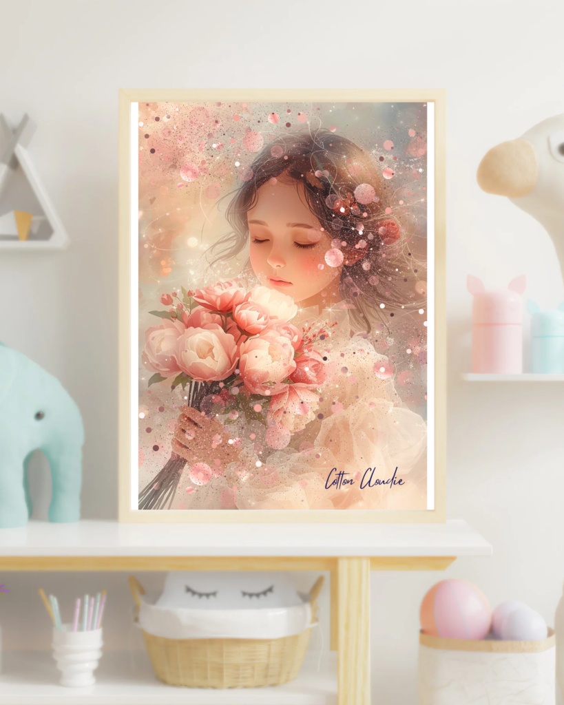 スマホ壁紙|待ち受け |PC壁紙|デジタルポスター|夢みる花飾り【Cotton Cloudie】