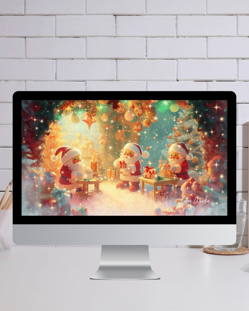 【Cotton Cloudie】サンタ工房のクリスマス|幻想的・かわいい|スマホ壁紙|待ち受け 他【クリスマス限定】