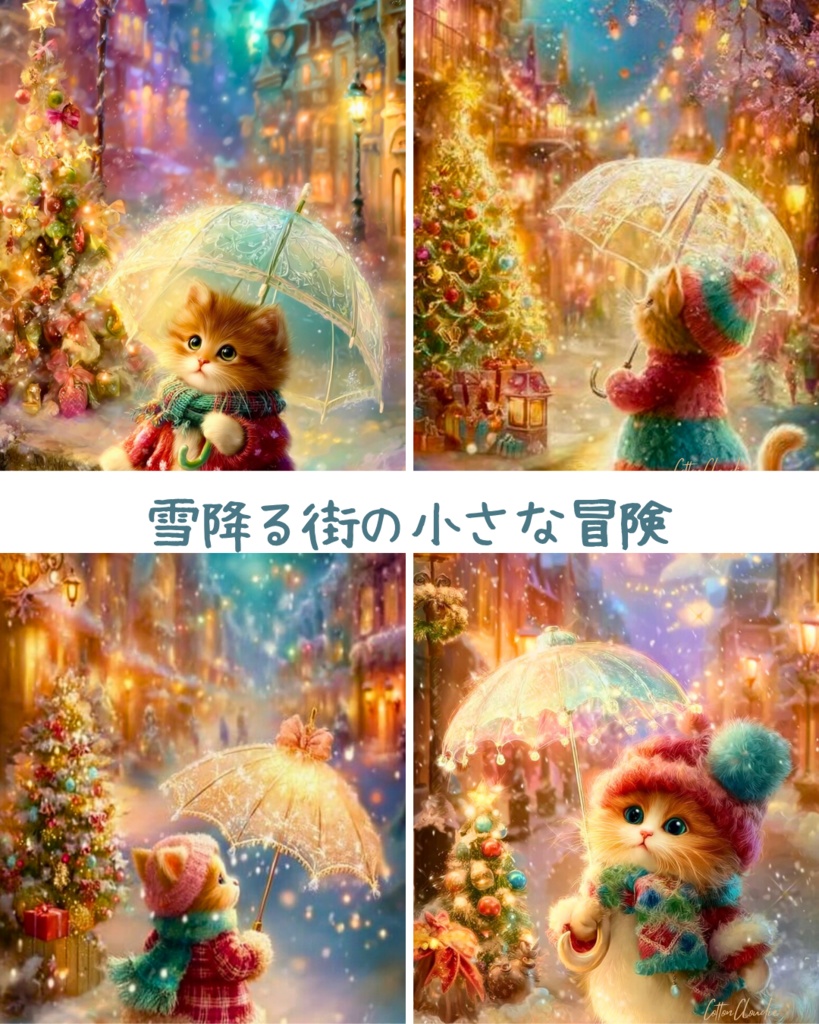 【Cotton Cloudie】雪降る街の小さな冒険｜スマホ壁紙｜待ち受け