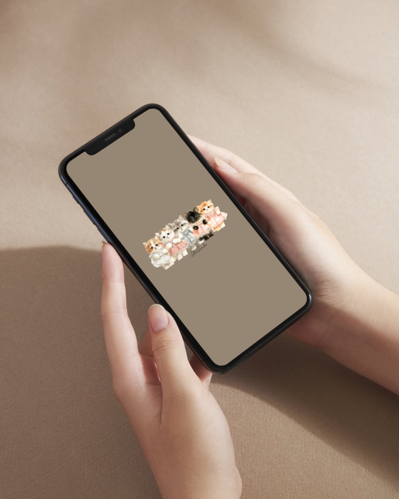 スマホ壁紙|待ち受け|Kitten Dress Up【Cotton Cloudie】