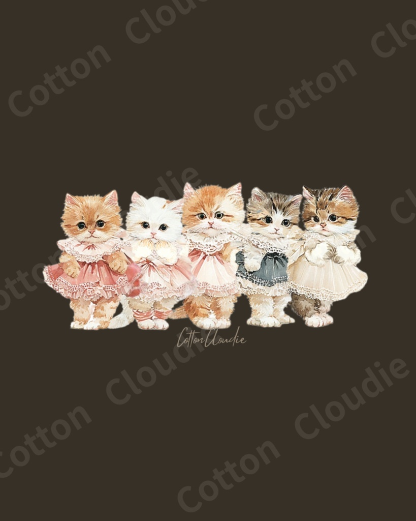 スマホ壁紙|待ち受け|Kitten Dress Up【Cotton Cloudie】