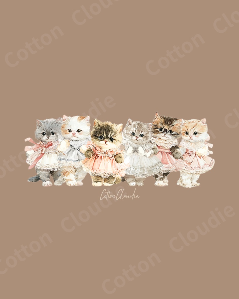 スマホ壁紙|待ち受け|Kitten Dress Up【Cotton Cloudie】