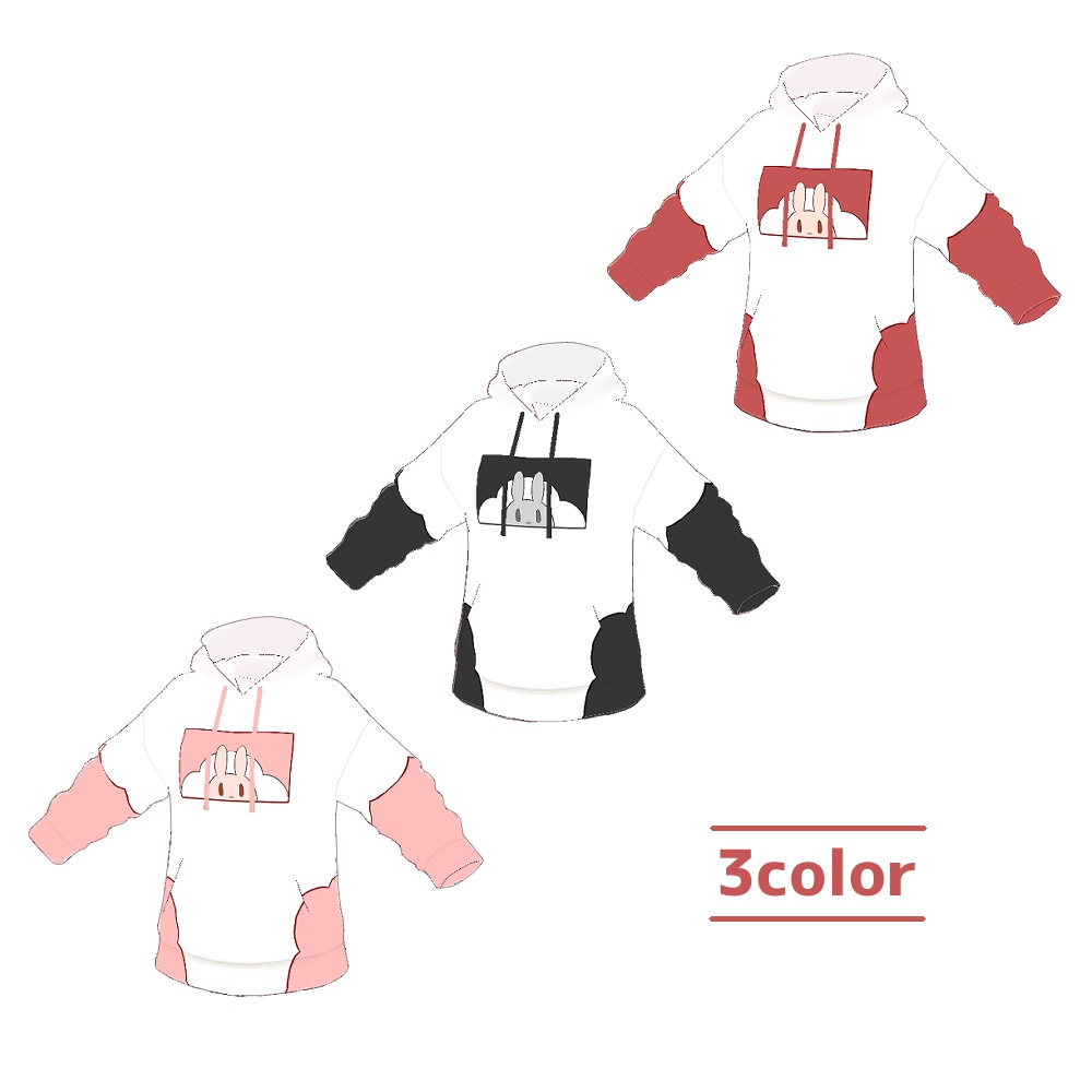 【無料あり】うさぎ雲パーカー【3color】