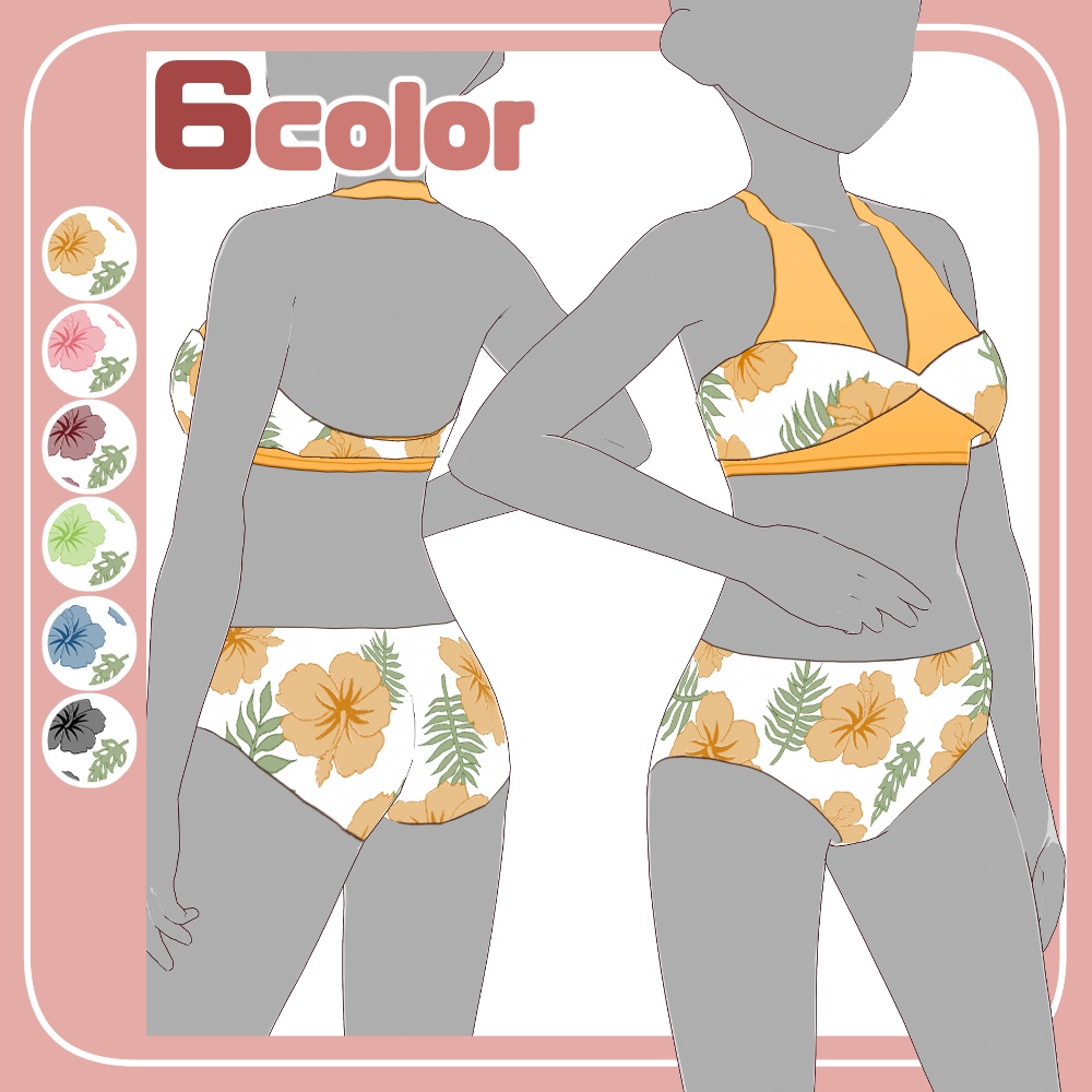 【無料あり】花柄水着【6color】
