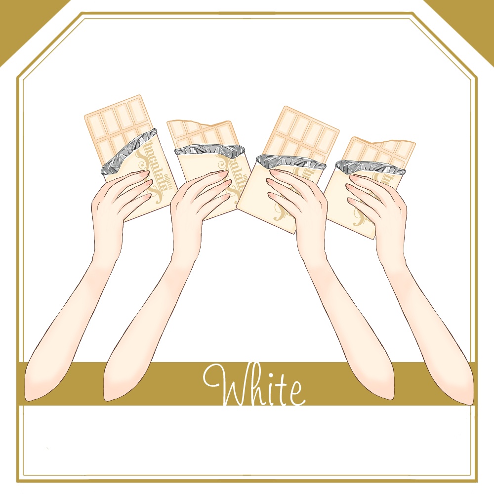 【フリー素材】板チョコレートを持つ手【ホワイト/ミルク/苺/チョコ】