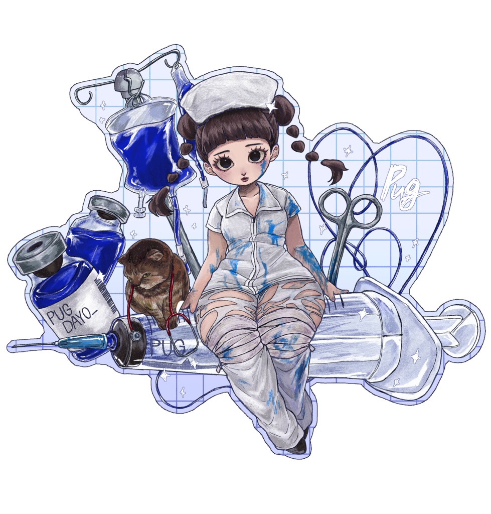 pugのステッカー(全3種・おまけ自撮り付き)