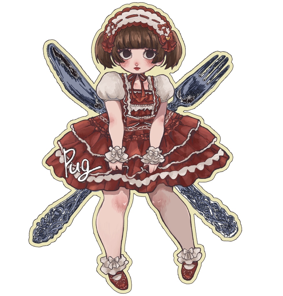 pugのステッカー(全3種・おまけ自撮り付き)