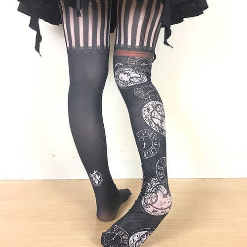 時計兎のタイツ/プラスサイズあり